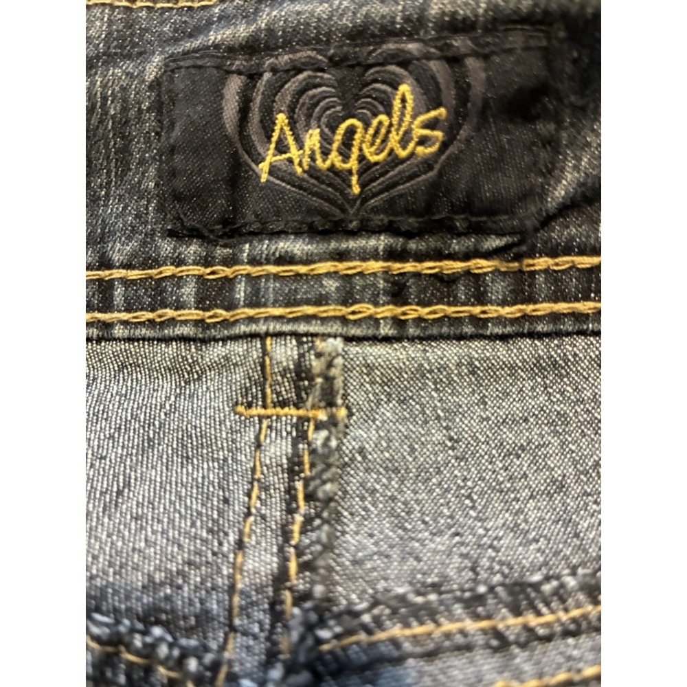Vtg Angels Y2K Jeans Flare Gold Floral Embroidered Beaded Sequin Low Rise 7 Boho - Picture 5 of 6